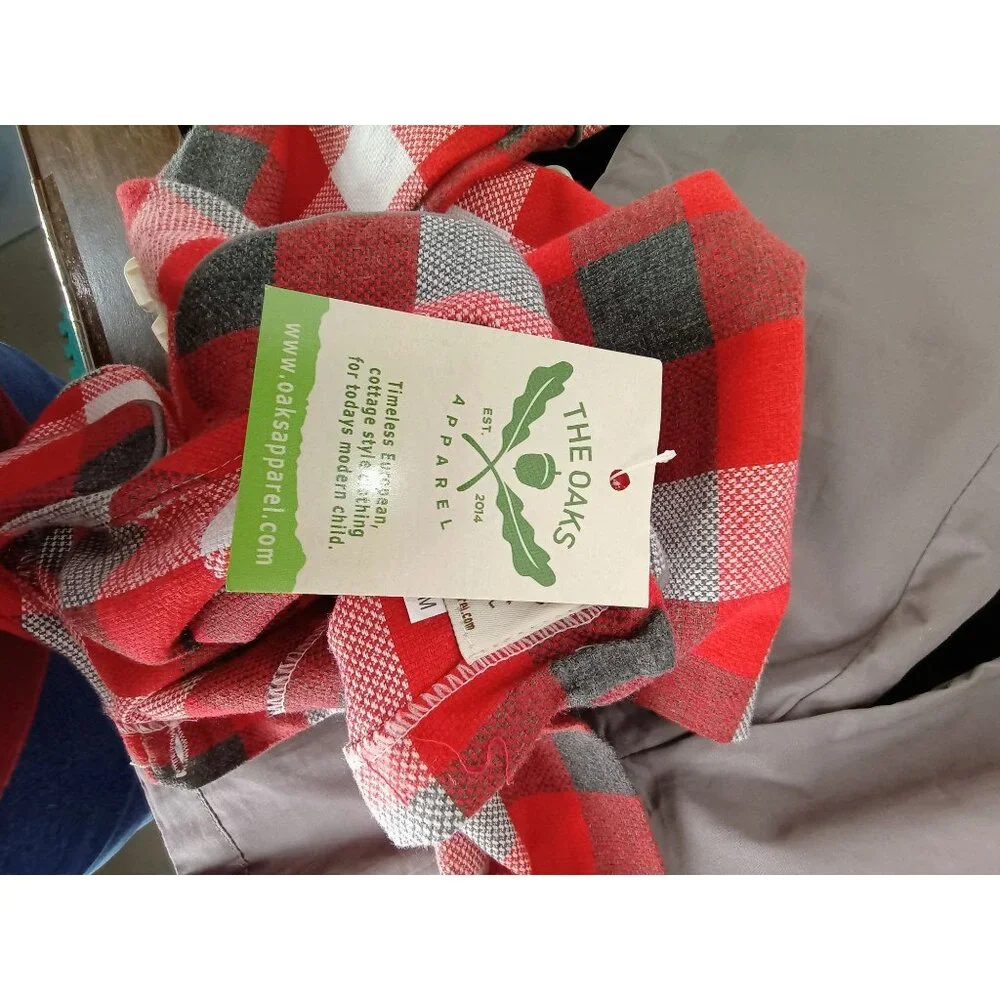 The Oaks Apparel Red‎ & Gray Plaid Shirt With Gray Pants Set 24 months NWT